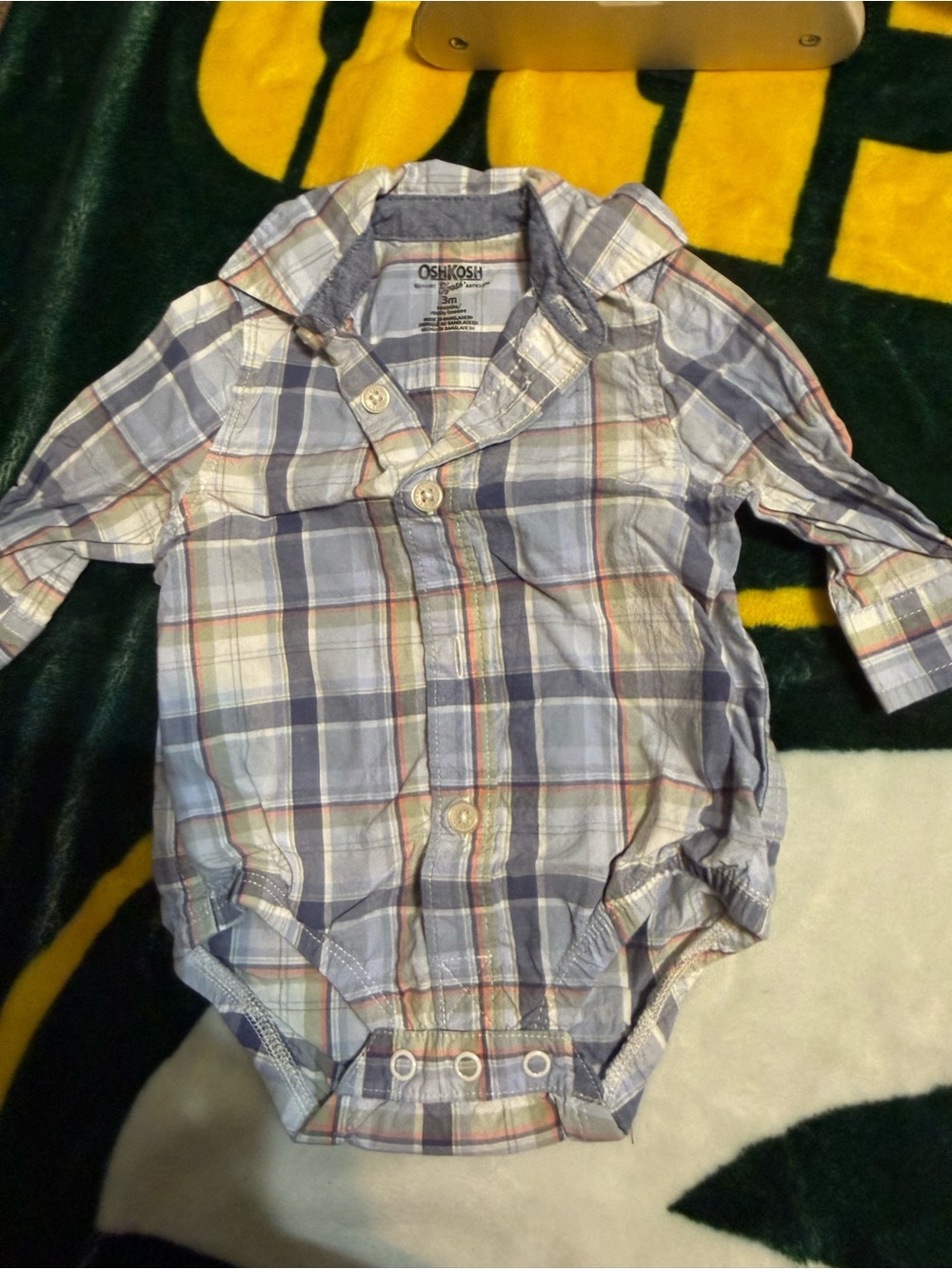 OshKosh B'gosh Light Blue Plaid Button-Front Onesie Shirt